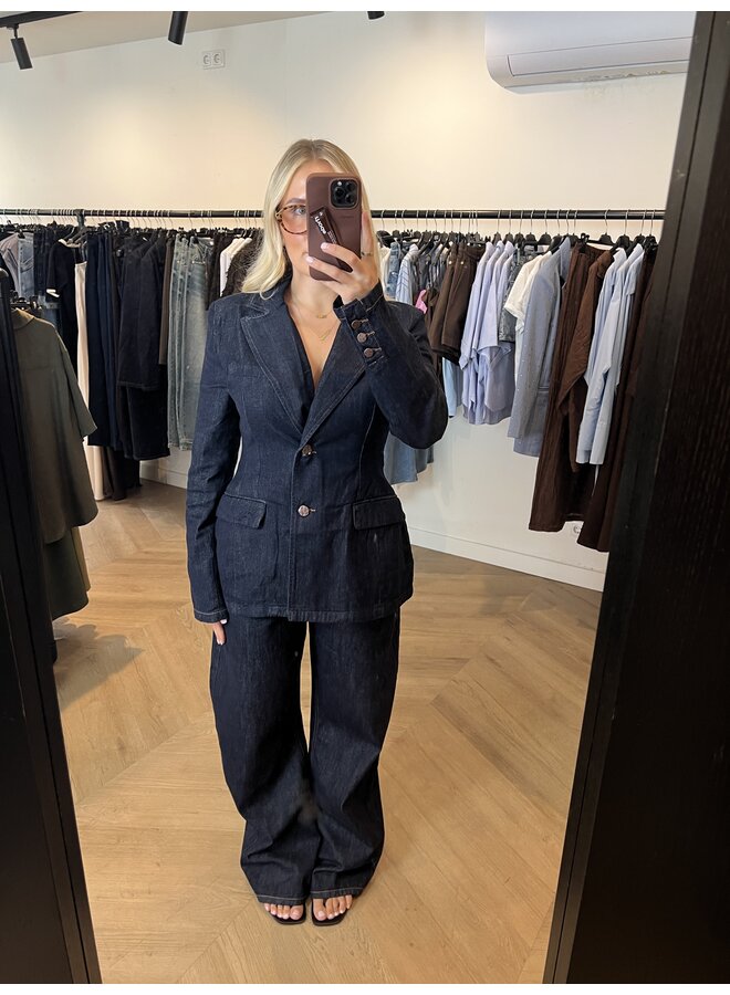 DARK DENIM GETAILLEERD BLAZER