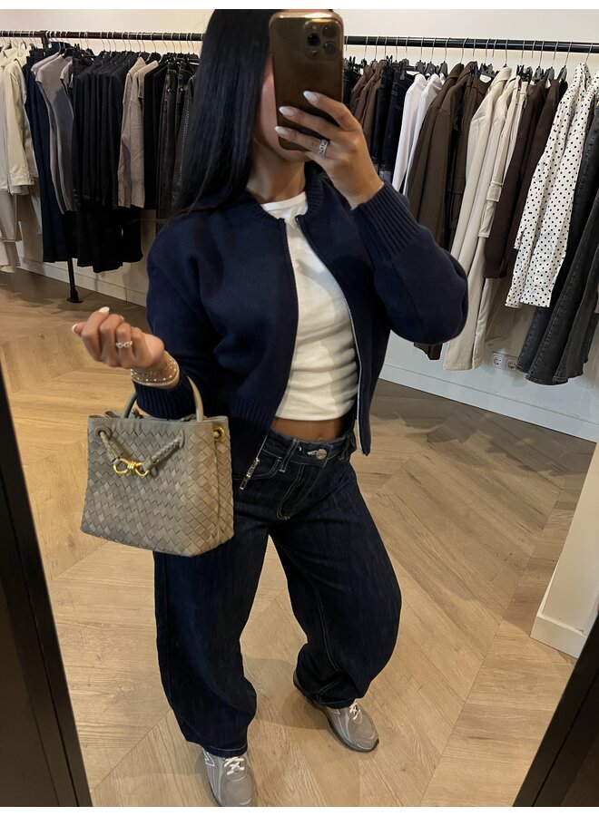 ZIP UP OR DOWN KNIT DONKERBLAUW