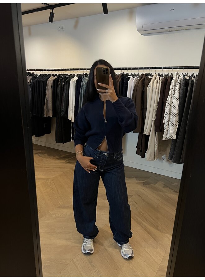ZIP UP OR DOWN KNIT DONKERBLAUW