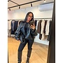 PUFFY LEATHER BOMBER ZWART