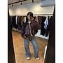 PUFFY LEATHER BOMBER BORDEAUX