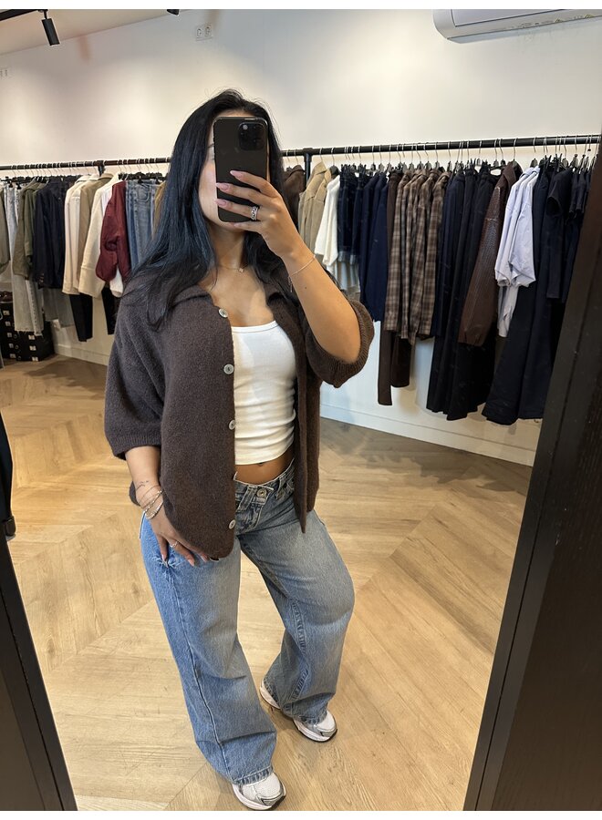 BASIC BUTTON KNIT CHOCO