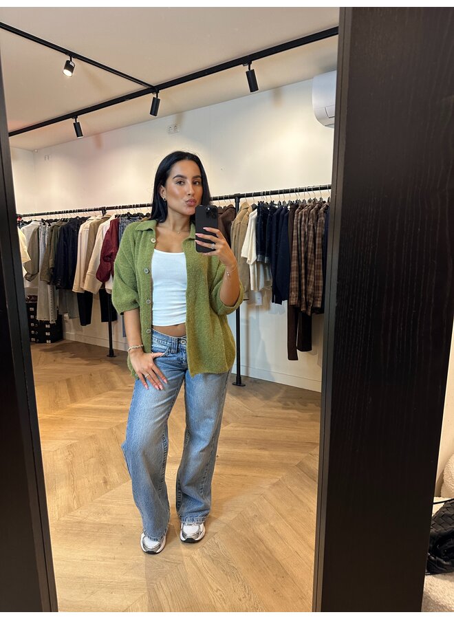 BASIC BUTTON KNIT MATCHA