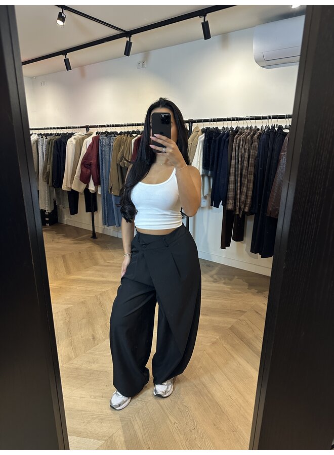 OVERSLAG PANTALON (PETITE LENGTH) ZWART