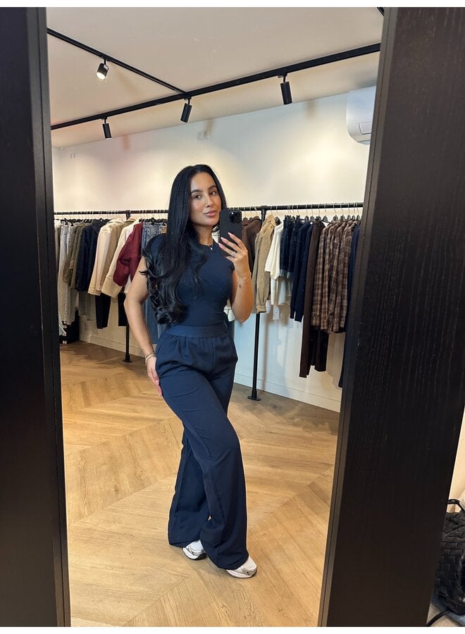 DUBBELGEVOERDE TOP NAVY