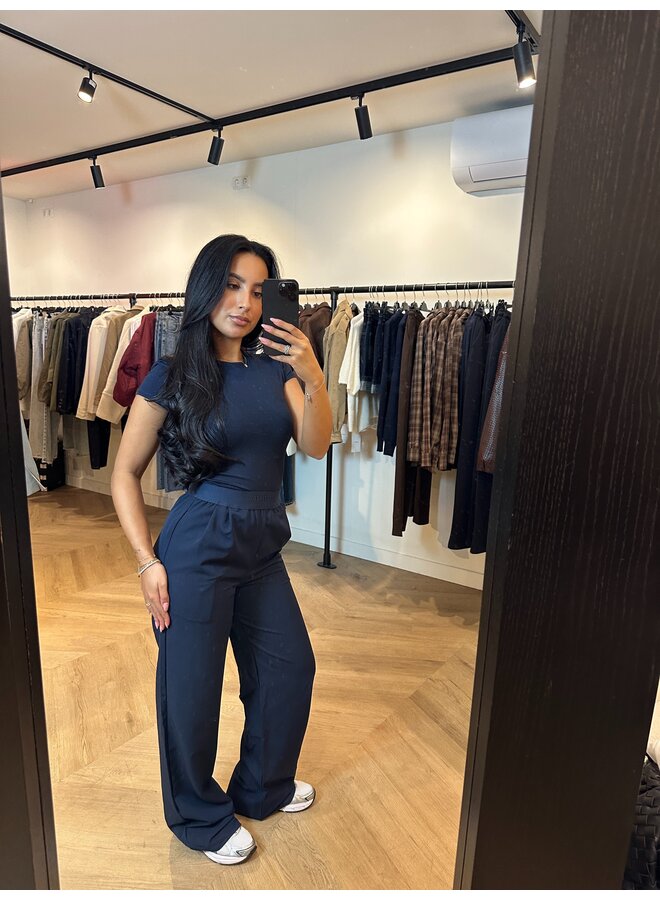 DUBBELGEVOERDE TOP NAVY