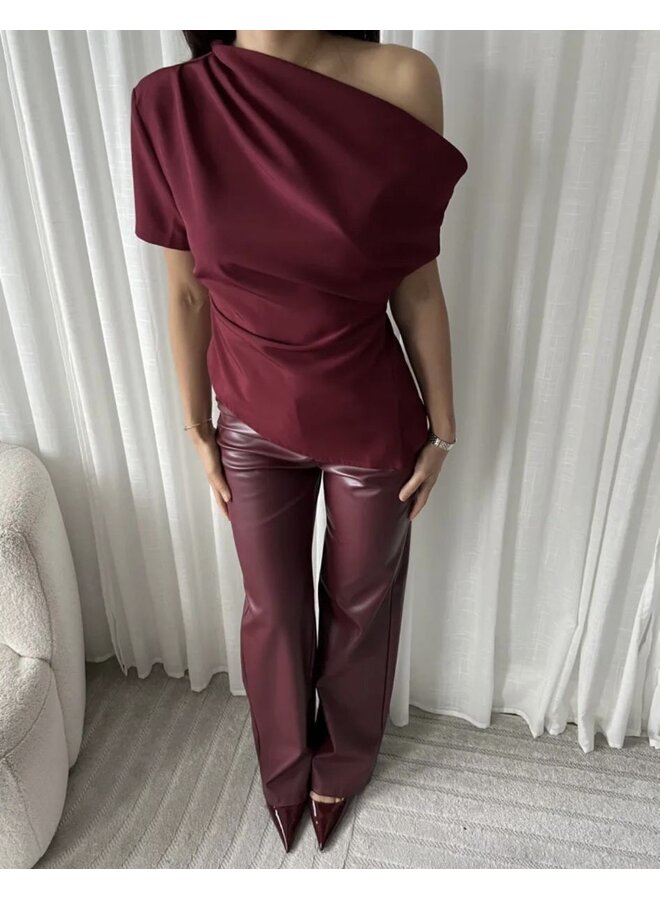 ASSYMETRIC DRAPED TOP BORDEAUX