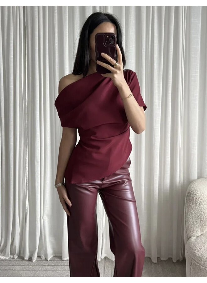 ASSYMETRIC DRAPED TOP BORDEAUX