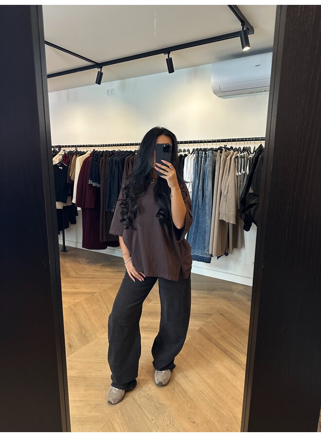 OVERSIZED BASIC COTTON T SHIRT CHOCO