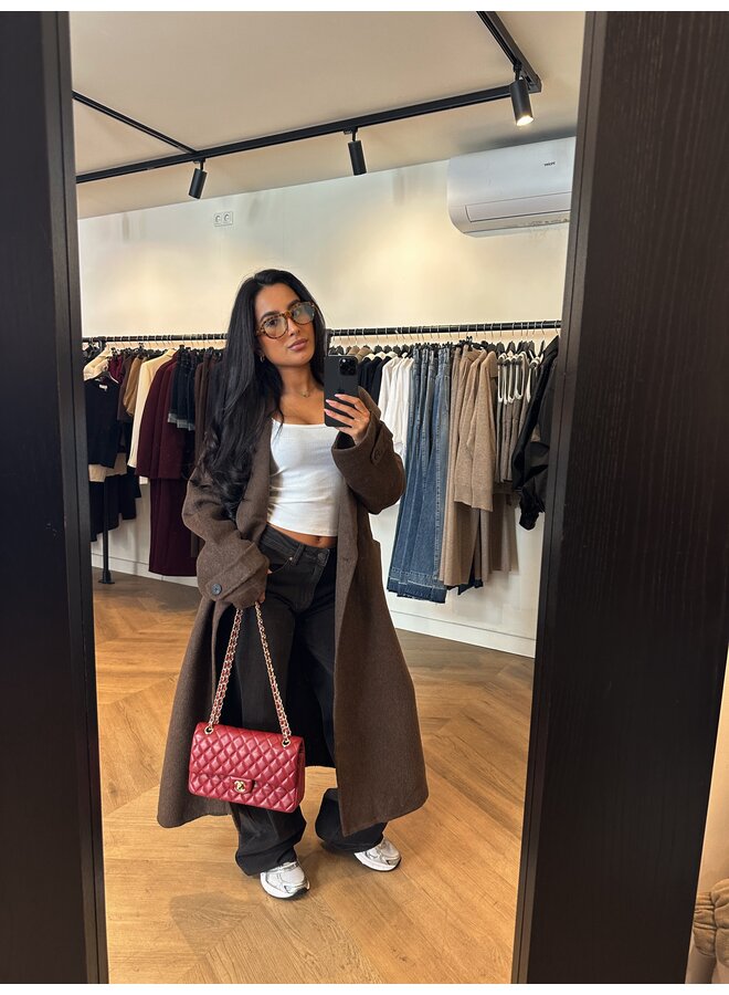 WOOL MAXI JACKET CHOCO