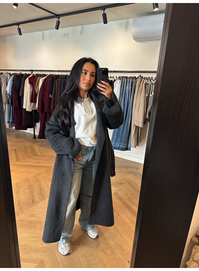 WOOL MAXI JACKET GREY/BLACK