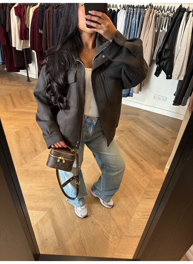 SUEDINE ZAYA BOMBERJAS GREY