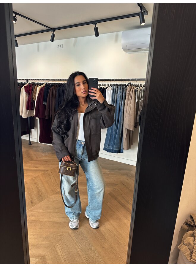 SUEDINE ZAYA BOMBERJAS GREY