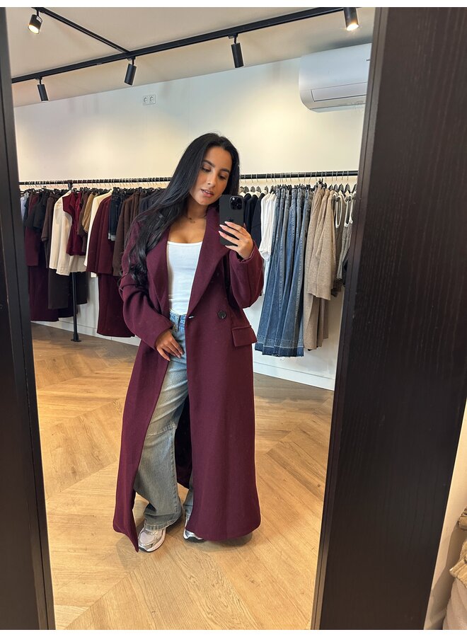 BURGUNDY MAXI JACKET