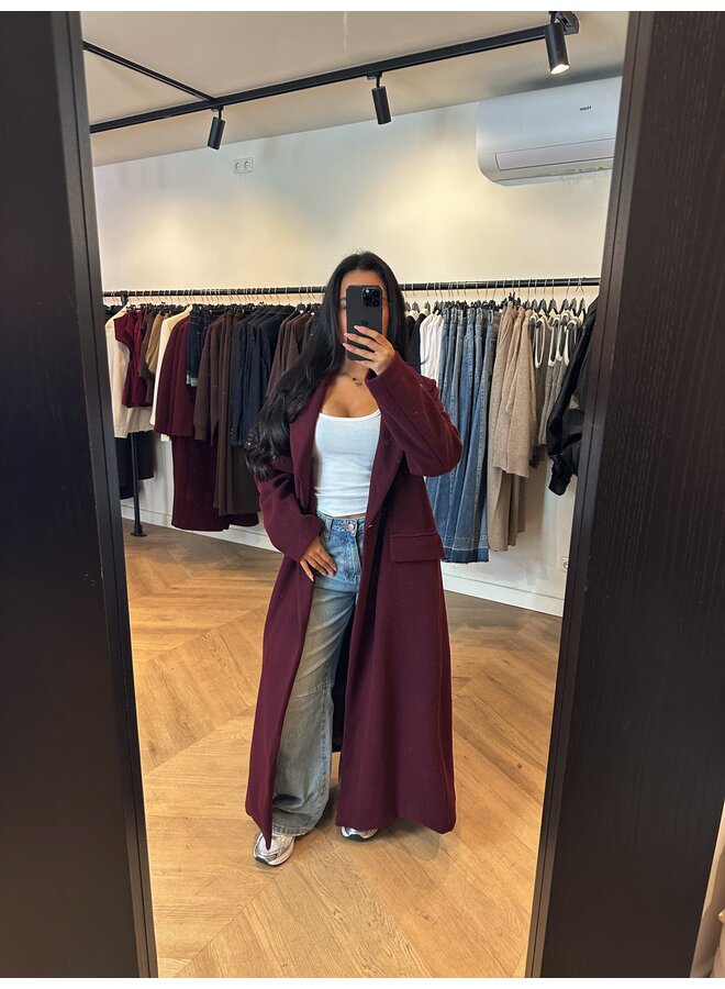 BURGUNDY MAXI JACKET