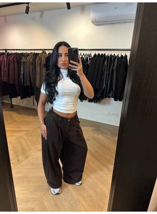 TWEED STRETCH PANTALON CHOCO