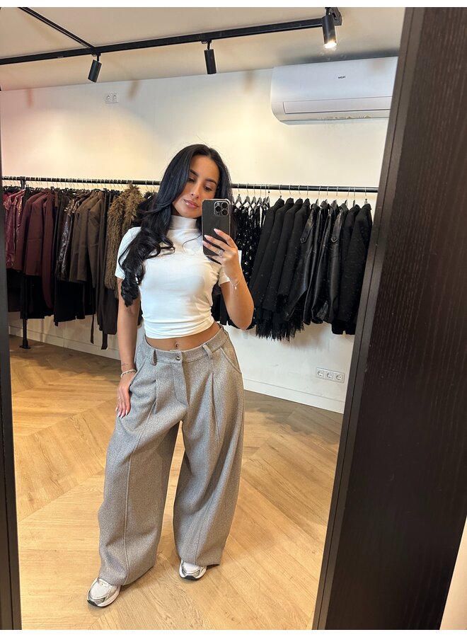 TWEED STRETCH PANTALON BEIGE