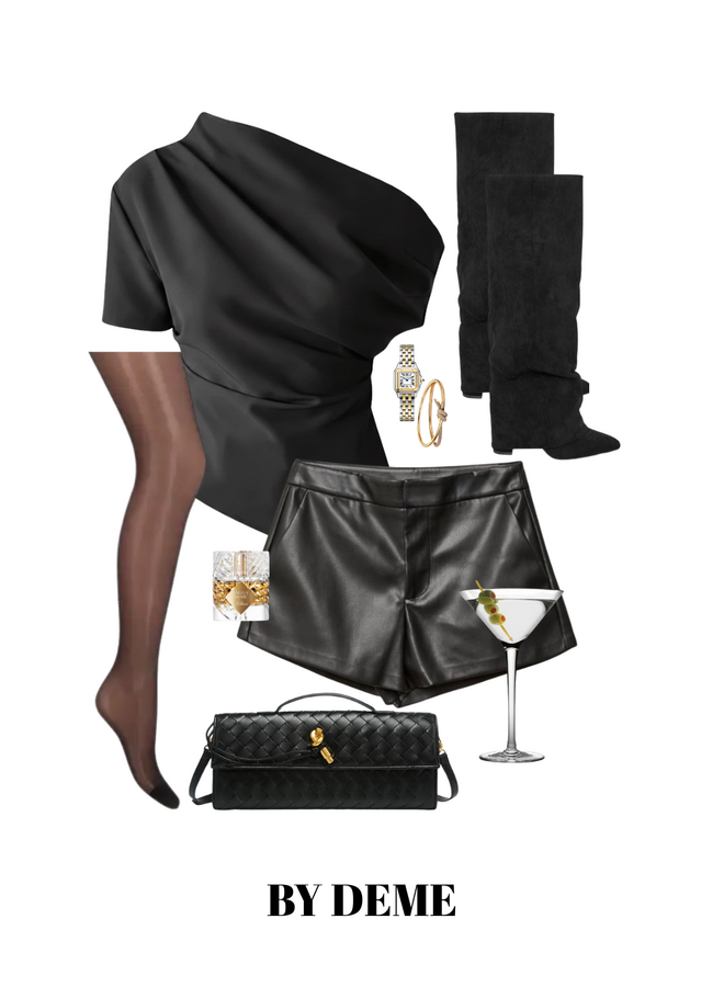 ASSYMETRIC DRAPED TOP BLACK