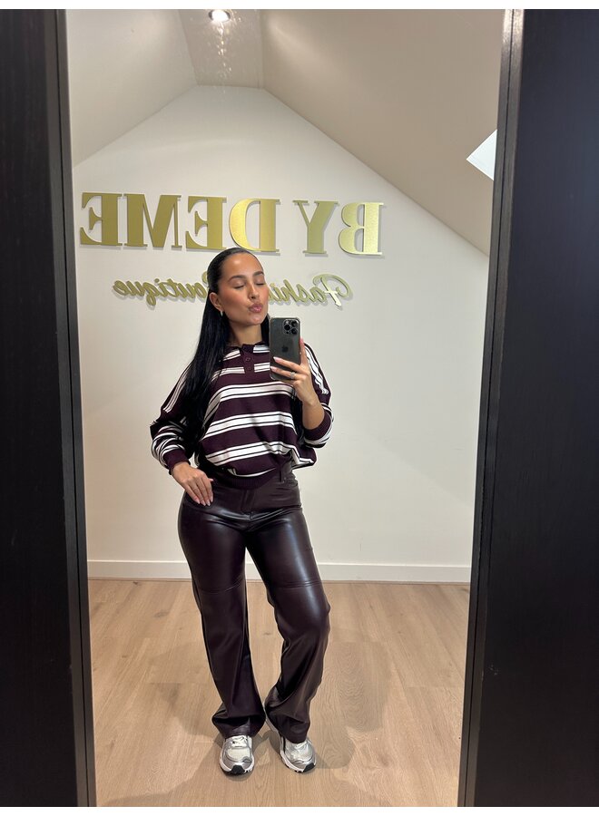 BORDEAUX LEATHER STRAIGHT LEG