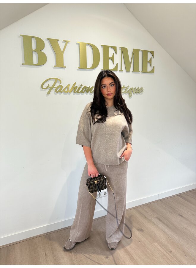 OVERSIZED ROUND NECK JOGGINGSUIT BEIGE