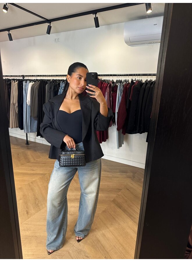 PADDED CROP BLAZER ZWART (deel van set)