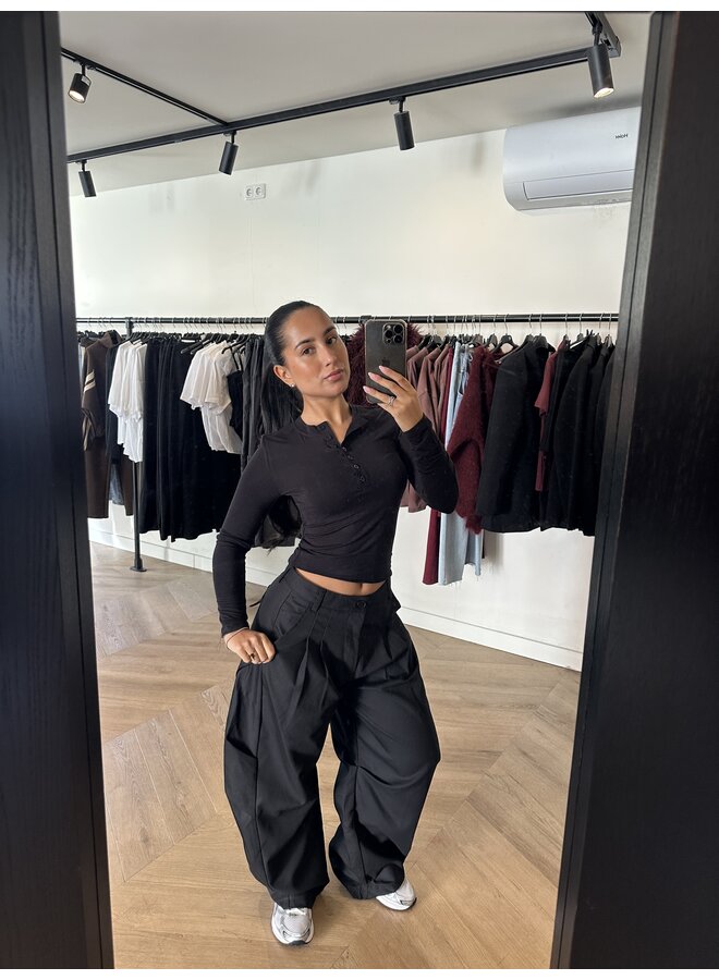 BASIC BUTTON UP TOP ZWART