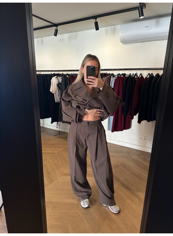 ''MOLLY'' DETAIL JACKET CHOCO (deel van set)