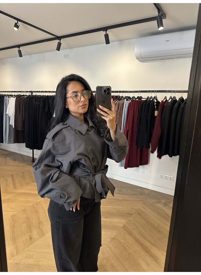 DARK GREY TRENCHCOAT