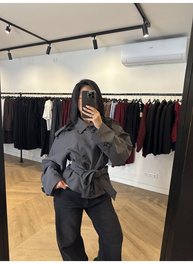 DARK GREY TRENCHCOAT