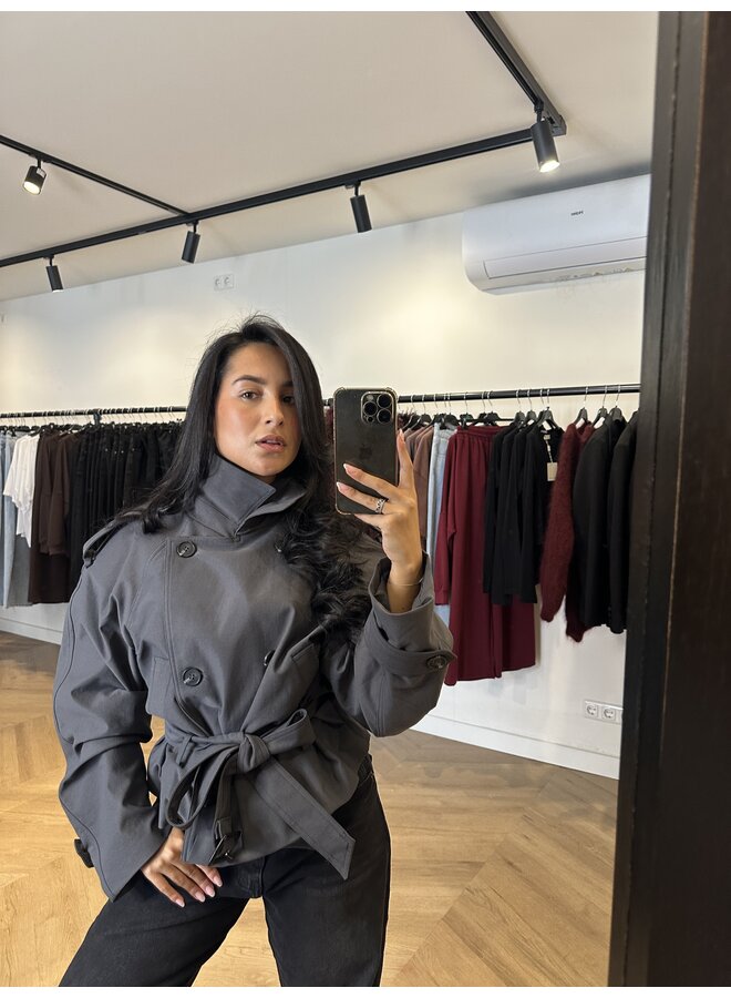 DARK GREY TRENCHCOAT