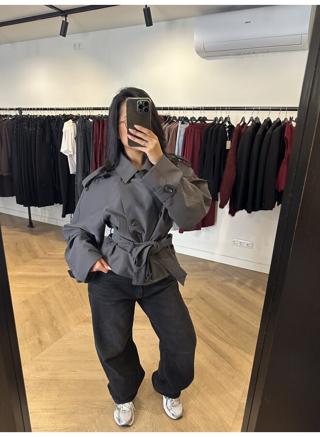 DARK GREY TRENCHCOAT