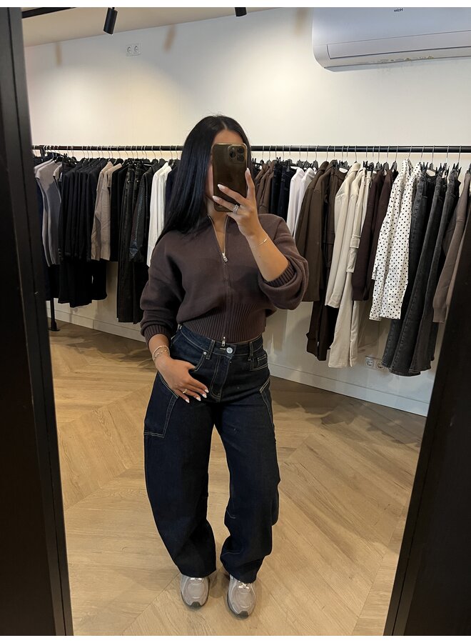 ZIP UP OR DOWN KNIT CHOCO