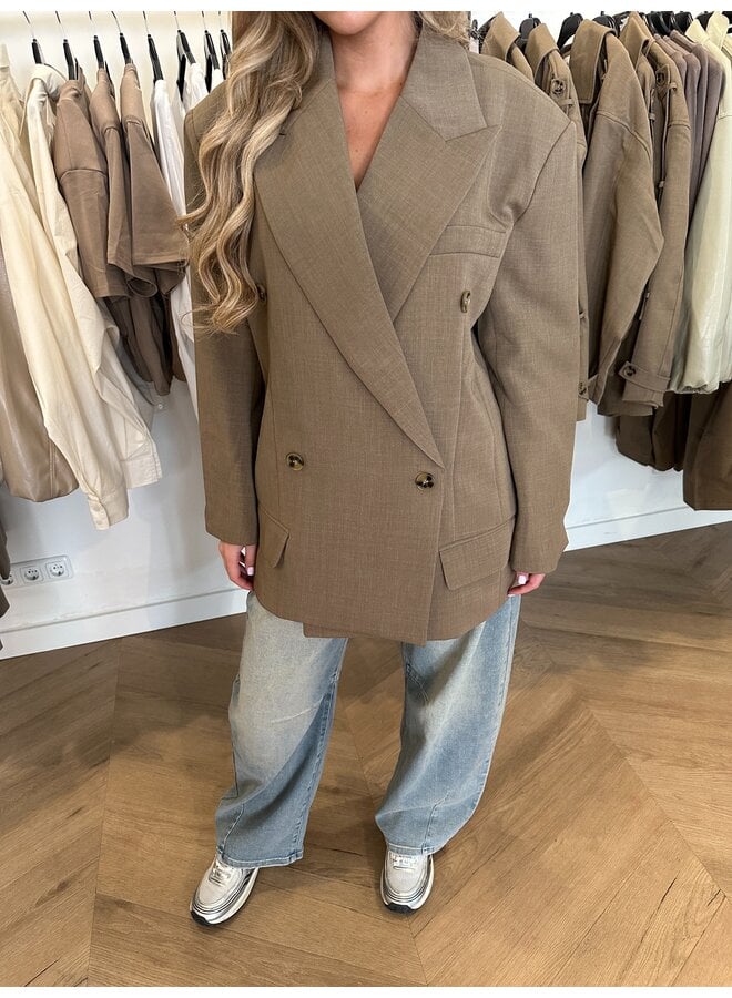 OVERSIZED SHOULDERPAD BLAZER CAMEL