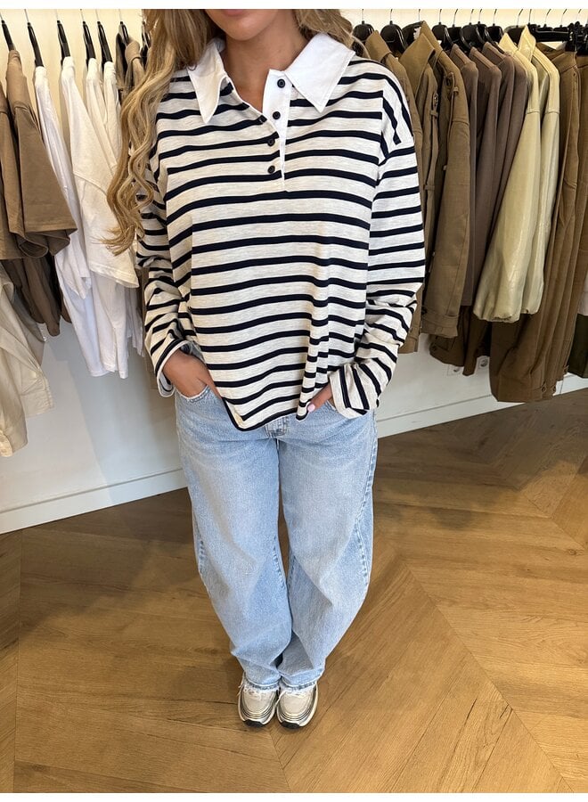 STRIPE POLO NAVY/GRIJS