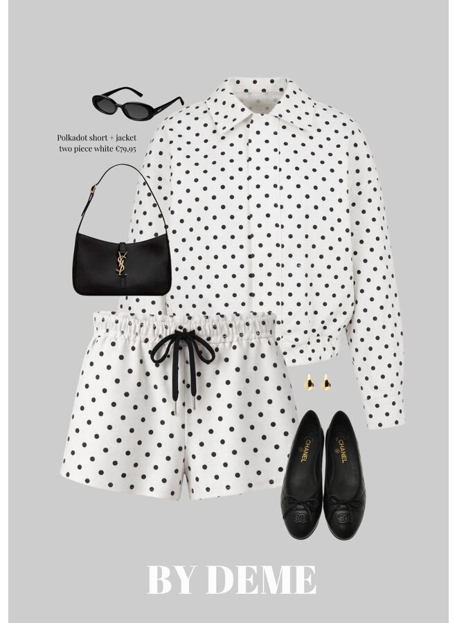 POLKADOT SHORT + JACKET TWO PIECE WHITE
