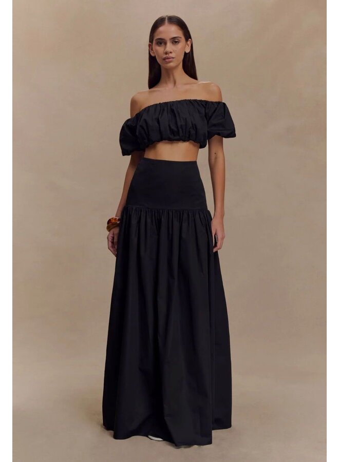 OFF SHOULDER MAXI SKIRT SET BLACK