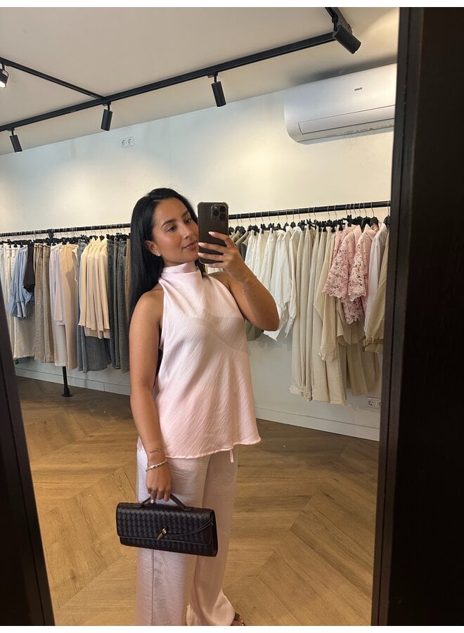 SATIN HIGH NECK BABY PINK