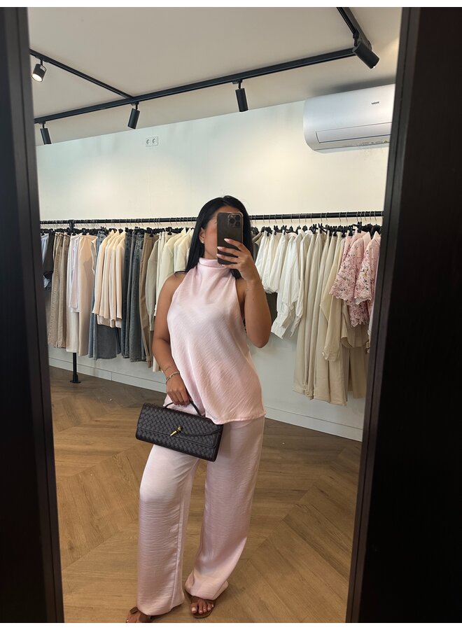 SATIN HIGH NECK BABY PINK