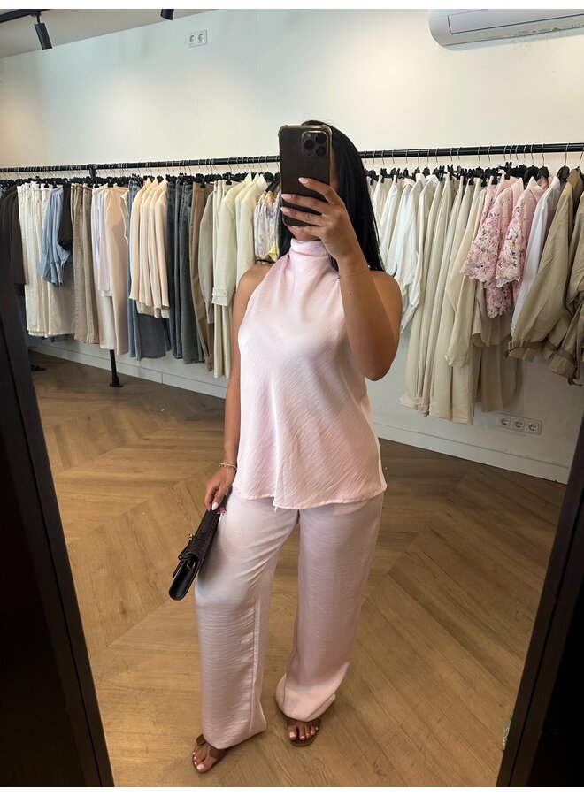 SATIN HIGH NECK BABY PINK