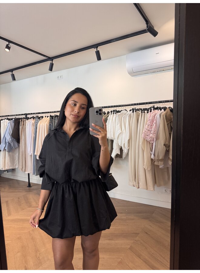 CROP POFFY BLOUSE ZWART