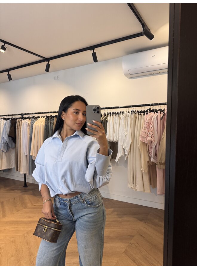 CROP POFFY BLOUSE BABYBLAUW