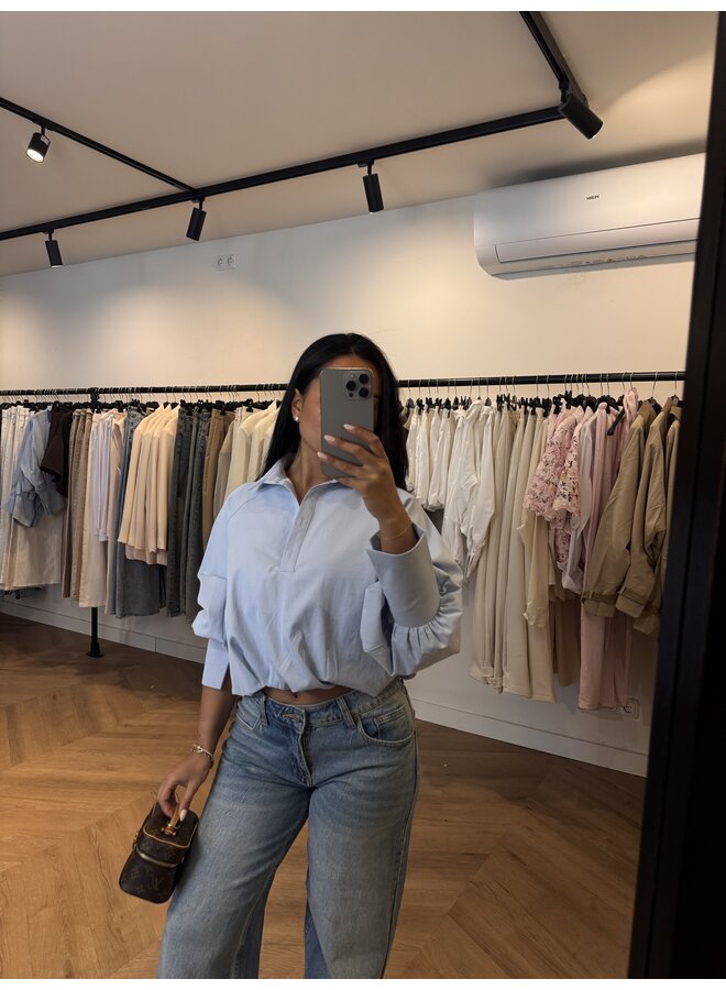 CROP POFFY BLOUSE BABYBLAUW