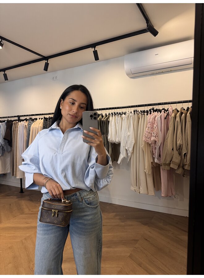 CROP POFFY BLOUSE BABYBLAUW
