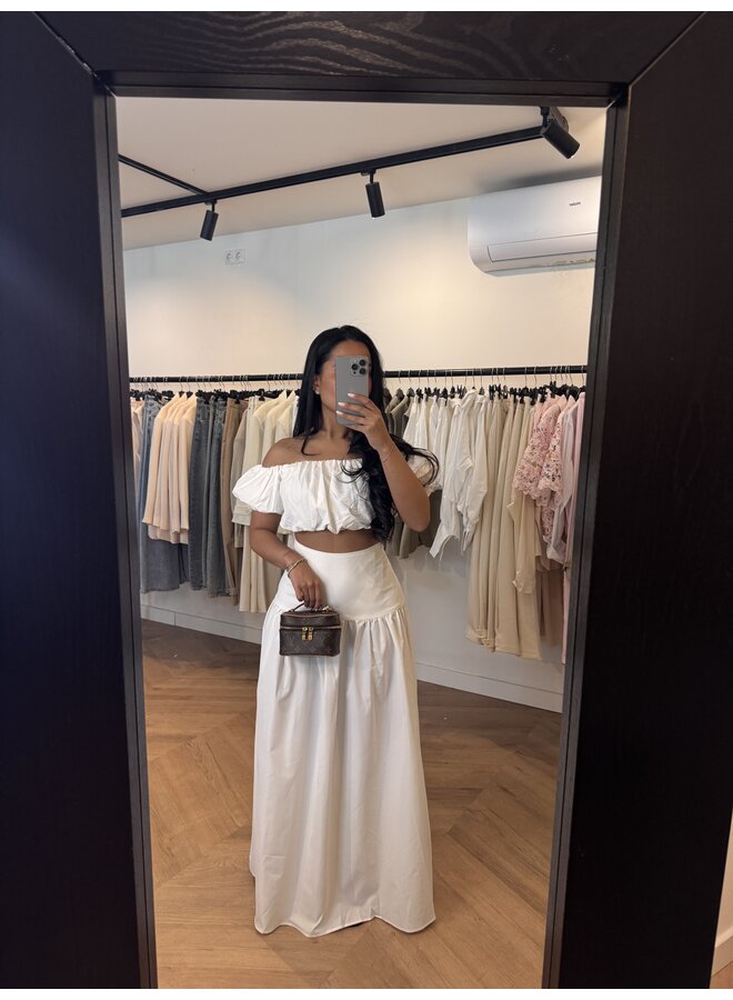 OFF SHOULDER MAXI SKIRT SET WHITE