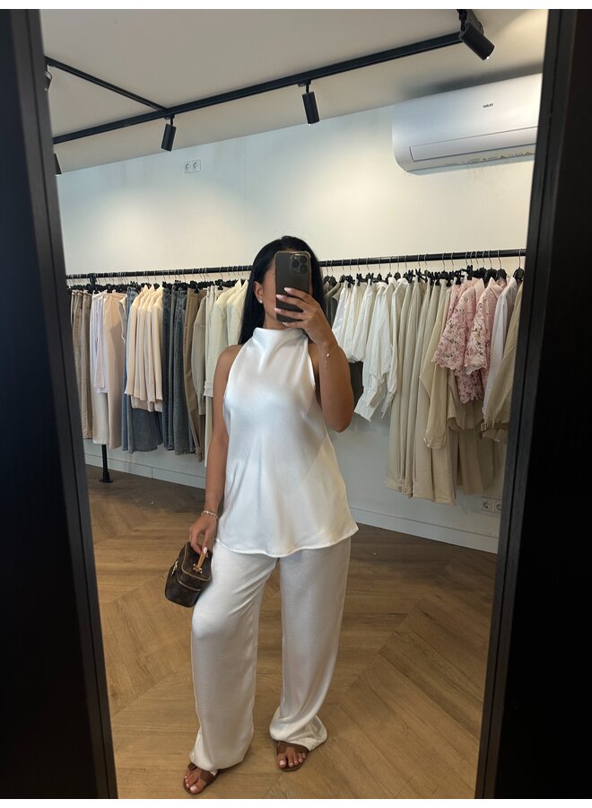 SATIN HIGH NECK WHITE