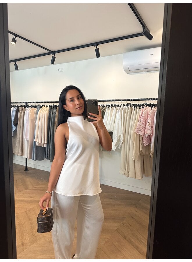 SATIN HIGH NECK WHITE