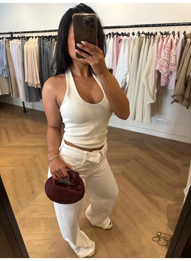 FOLD OVER STRETCH JEANS WHITE