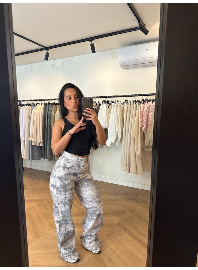 BLACK AND WHITE CAMOUFLAGE JEANS