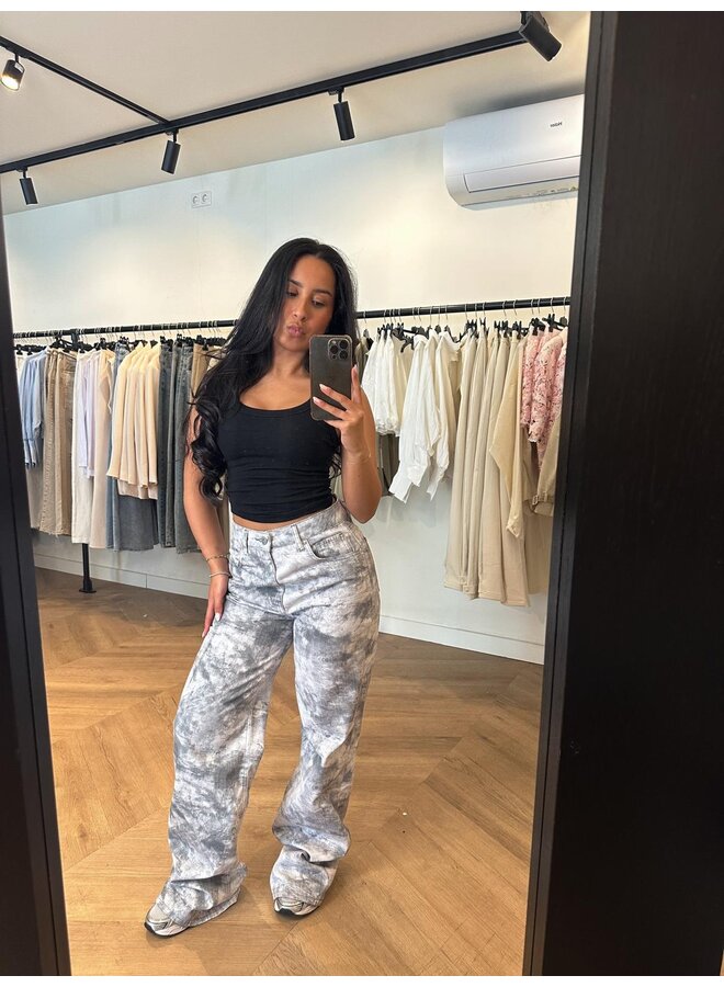 BLACK AND WHITE CAMOUFLAGE JEANS
