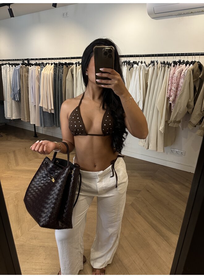XL ADRIANA BAG LEATHER DARK CHOCOLATE BROWN